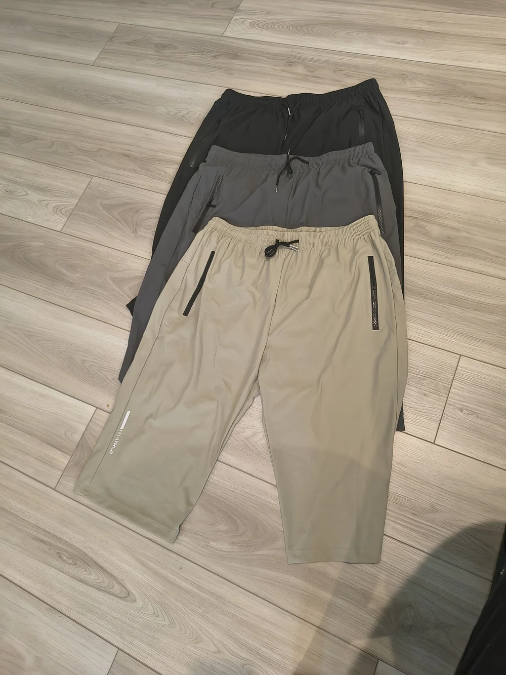Men's Casual Drawstring Long Shorts in Beige, Gray, and Black